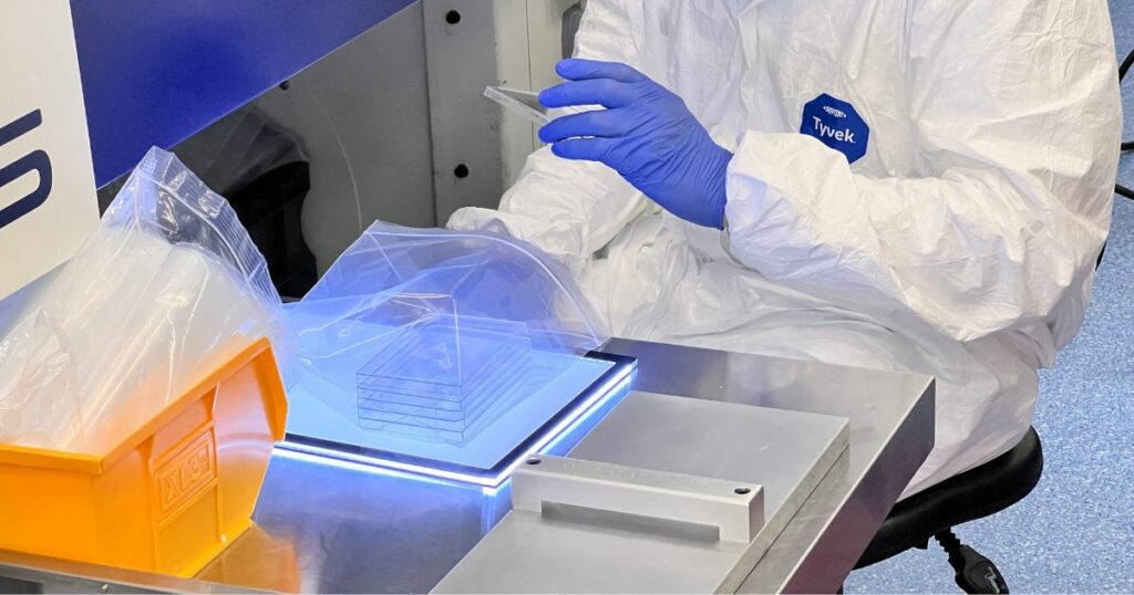 A cleanroom technician working at Nordell.